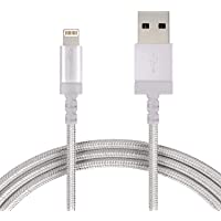 Amazon Basics - Cable conector USB a Lightning (nailon trenzado- certificado por Apple- 1-8 m)- color plateado